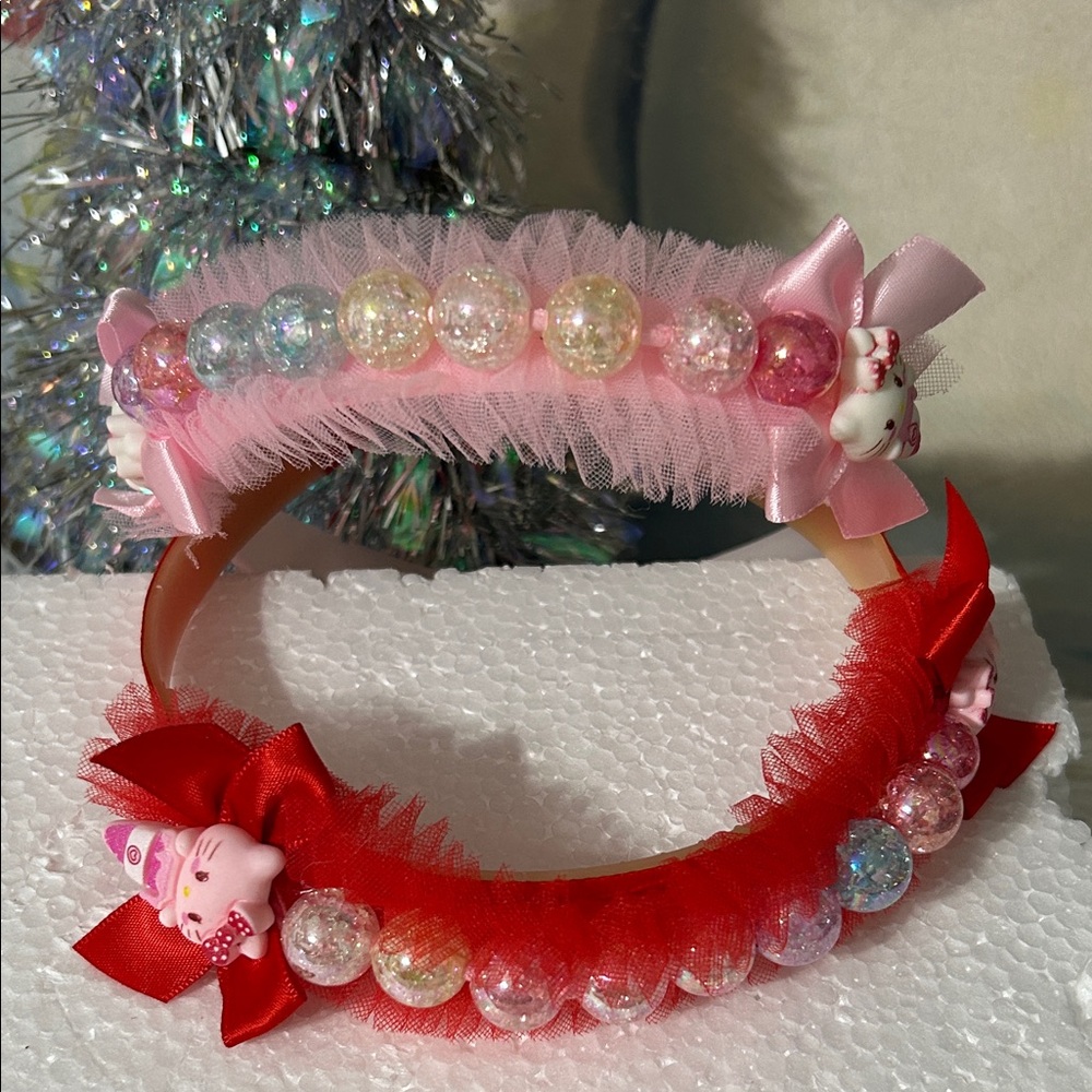 Charming Pink and Red Kids Headbands with Bow Accents